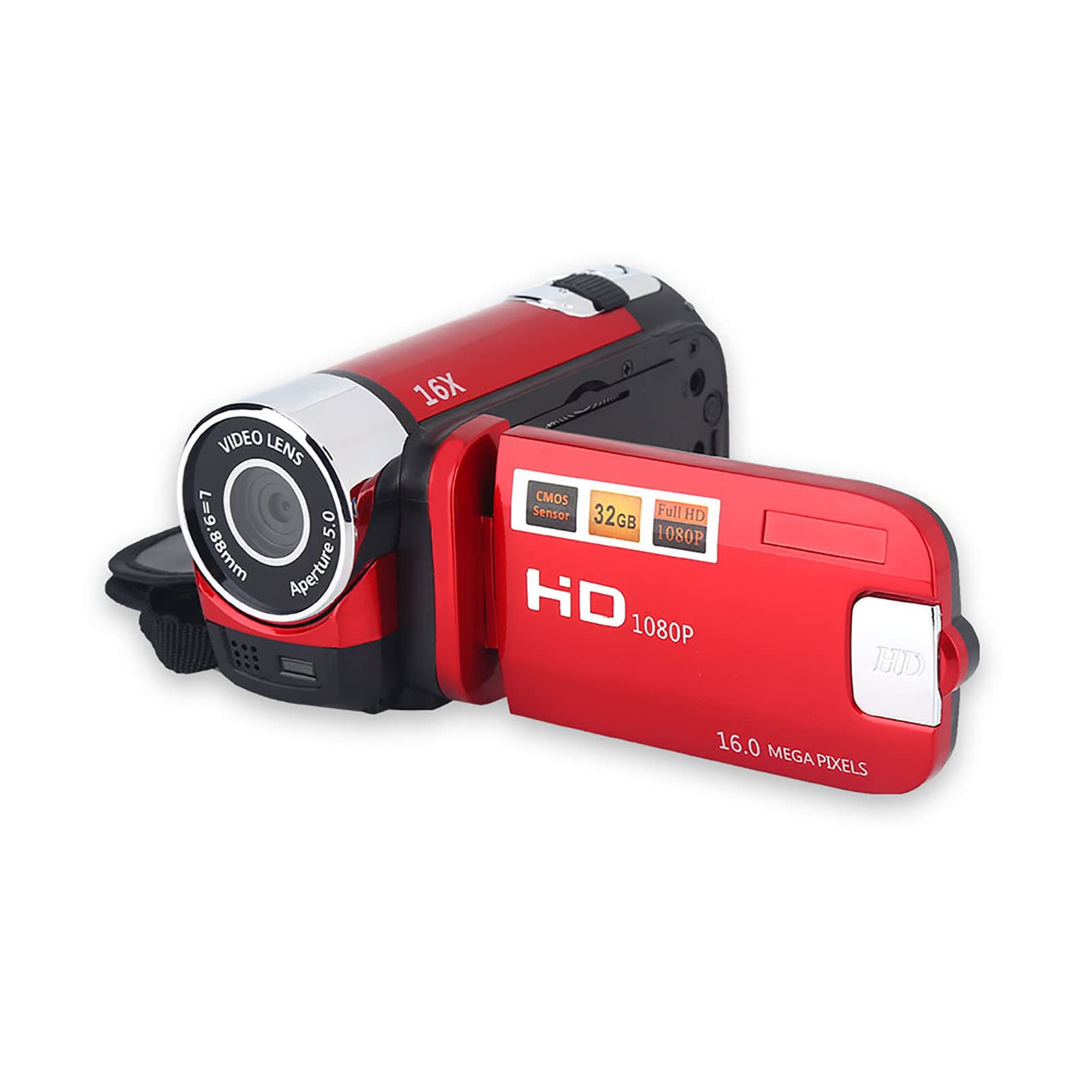 4K HD Video Camera with 16X Zoom & Rotatable Screen - Digital Camcorder for Vlogging, YouTube, Travel & Home Movies (Red) - Perfect for Content Creators, Family Events & Outdoor Adventures