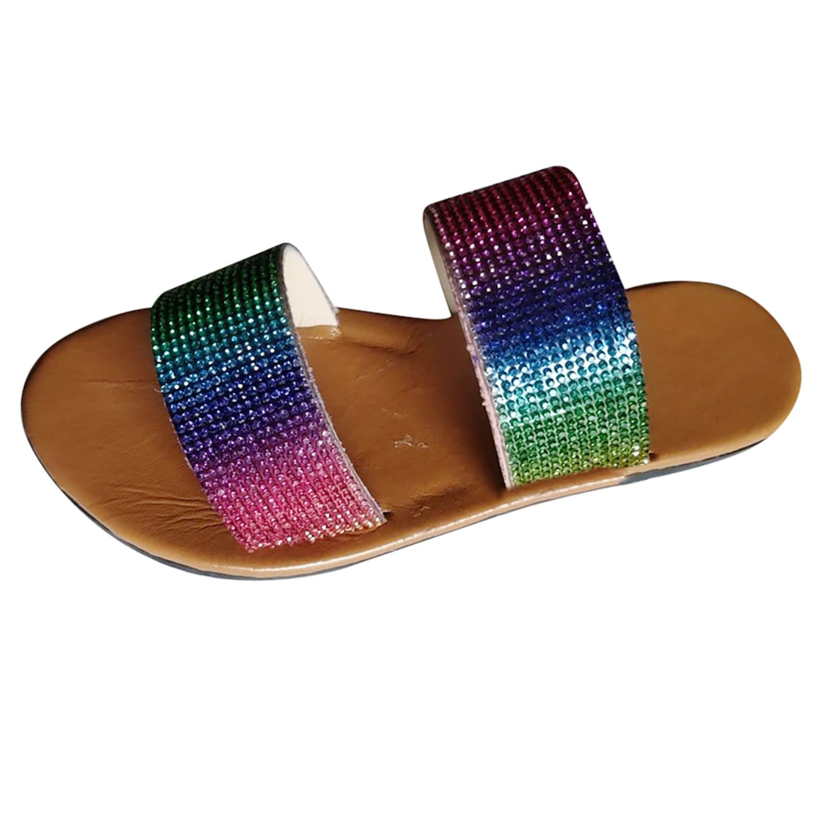 Women's Summer Slippers with Crystal Decor - Roman Sandal Style Comfortable Casual House Shoes for Women Size 6.5 - Perfect for Indoor Relaxation, Spa Days & Cozy Evenings at Home