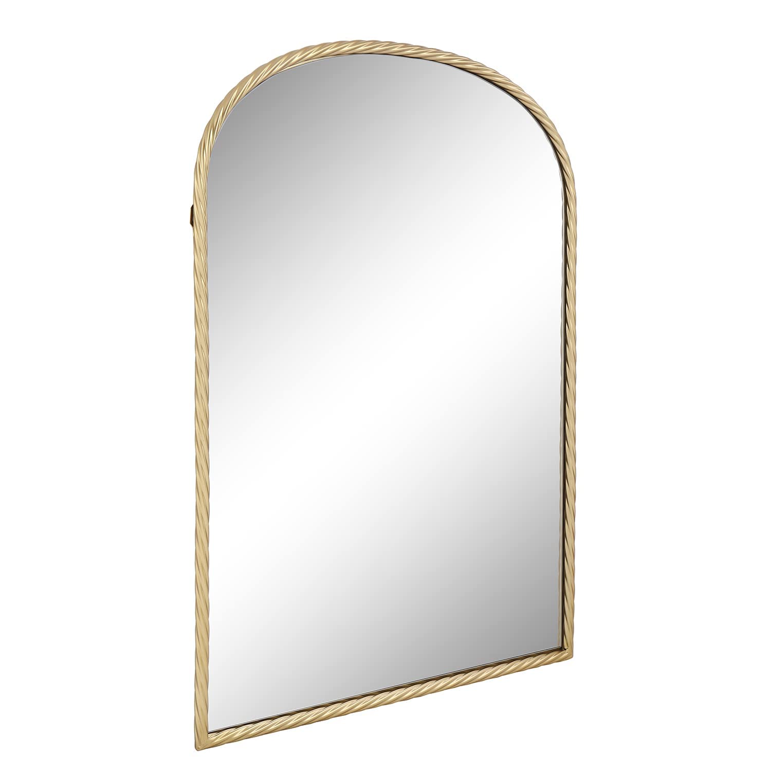 24x31 Inch Gold Twisted Metal Frame Arch Wall Mirror - Elegant Home Decor for Living Room, Bedroom, or Entryway