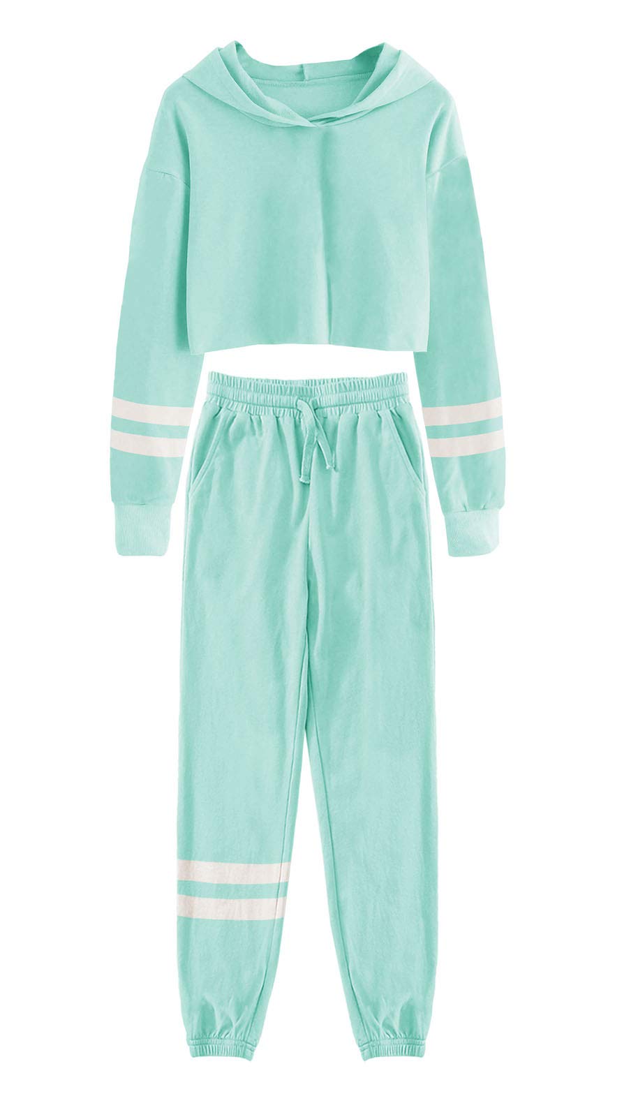 Girls Athletic Sweatsuits Set - Trendy Crop Top Hoodie & Sweatpants Comfy Lounge Wear for Teens & Women - Perfect for Gym, Yoga, Running & Casual Outfits