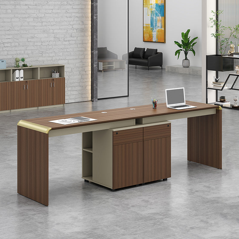 Anderson 2-Person Workstation Desk 2.4M (94.5 Inches) - Hazelnut & Beige Home Office Furniture for Small Spaces | Perfect for Remote Work, Study & Shared Workspaces