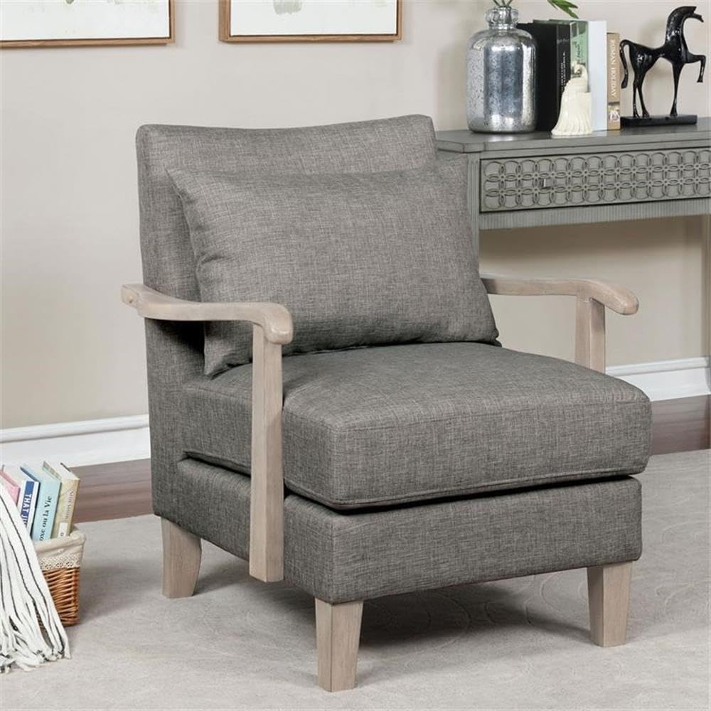 Furniture of America Ciela Gray Faux Leather Accent Chairs (Set of 2) - Modern Living Room Seating for Home Office & Lounge Areas