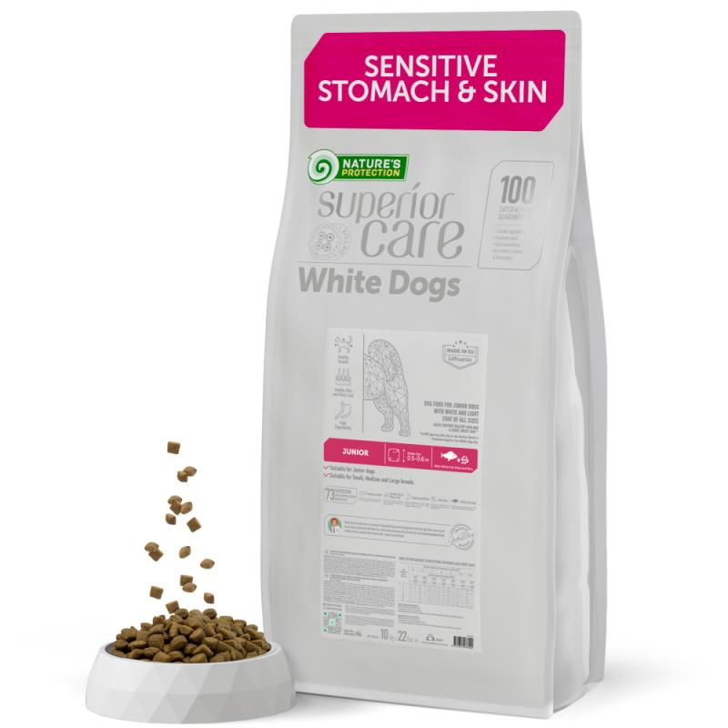 Premium Light Coat Junior Dog Food with White Fish & Rice - All Breeds Small & Medium Puppy Dry Kibble for Healthy Skin & Shiny Coat - Perfect for Sensitive Stomach & Daily Nutrition
