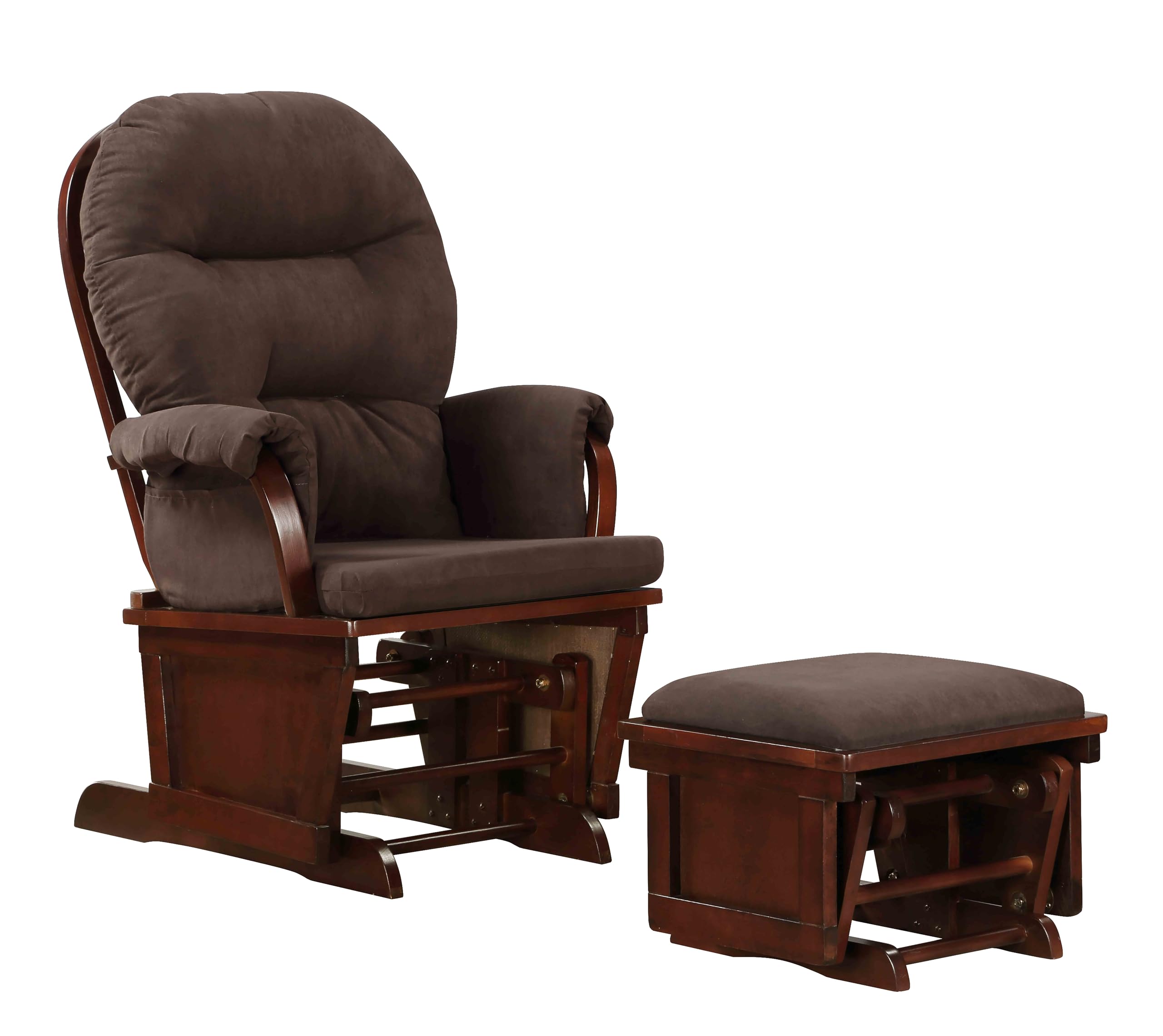 Lennox Furniture Glider Rocker Combo - Espresso Brown Upholstered Rocking Chair with Smooth Gliding Motion - Perfect for Nursery, Living Room & Relaxation