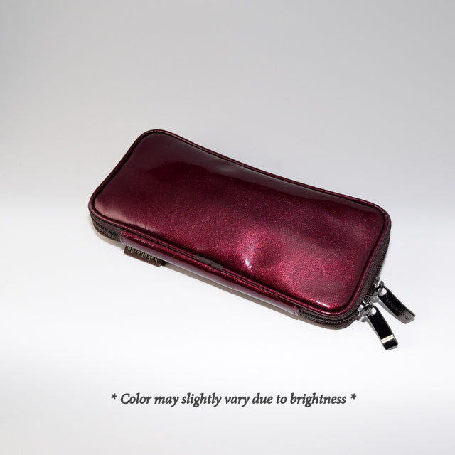 Premium Po810Br Enameled Brush Pouch - Bordeaux Red Leather Case [HC1387] | Perfect for Makeup Artists, Painters & Travel Organizers