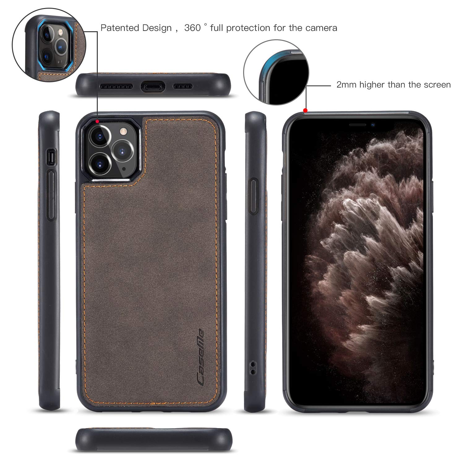 Premium Leather Wallet Case for iPhone 11 Pro Max - Detachable Magnetic Flip Cover with Zipper, 18 Card Slots & Cash Clip | RFID Protection | Wrist Strap Included | Perfect for Everyday Use, Travel & Business (Coffee)