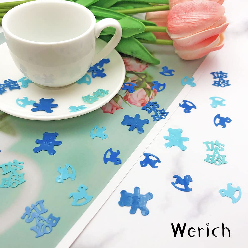 Werich Baby Shower Confetti - Metallic Foil Table Scatters for Gender Reveal, Birthday Party Decorations - Perfect for Baby Shower Games, DIY Party Decor & Table Centerpieces