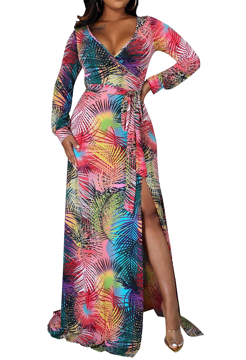 JTNFairy Women's Floral Print Long Maxi Dress - Plus Size Casual & Party Outfits - Perfect for Summer Beach, Wedding Guest & Vacation Wear