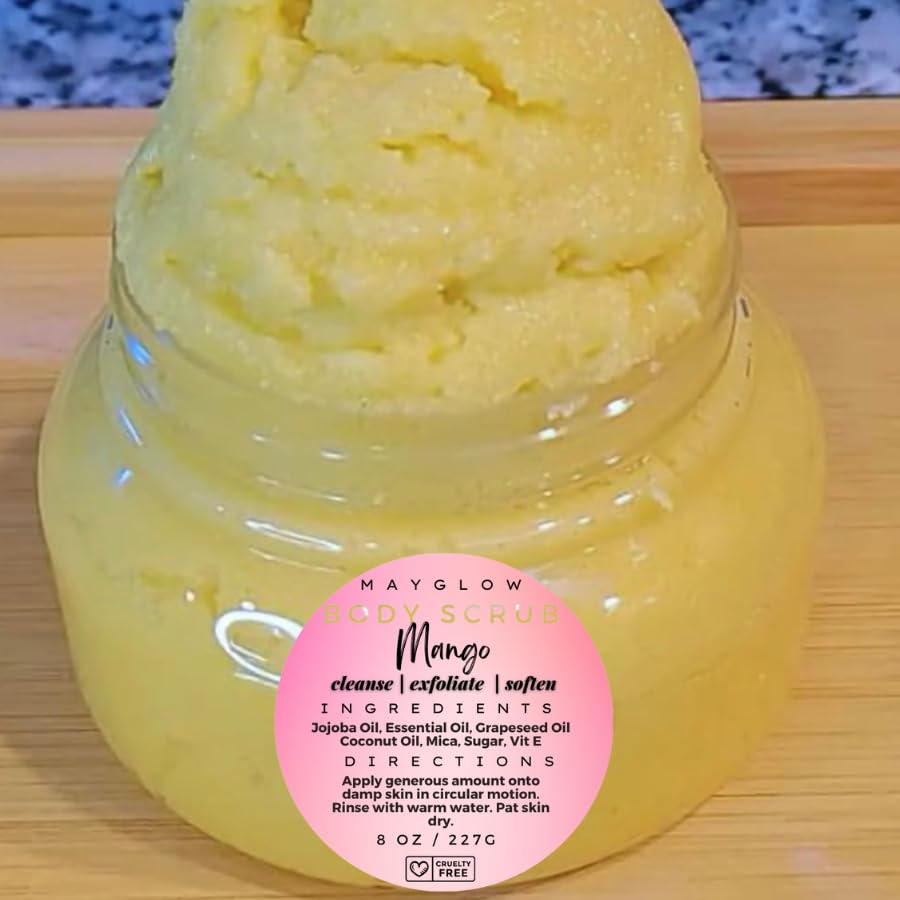 Organic Mango Body Scrub 8oz - Exfoliating & Moisturizing for Soft, Glowing Skin - Perfect for Shower & Spa Day