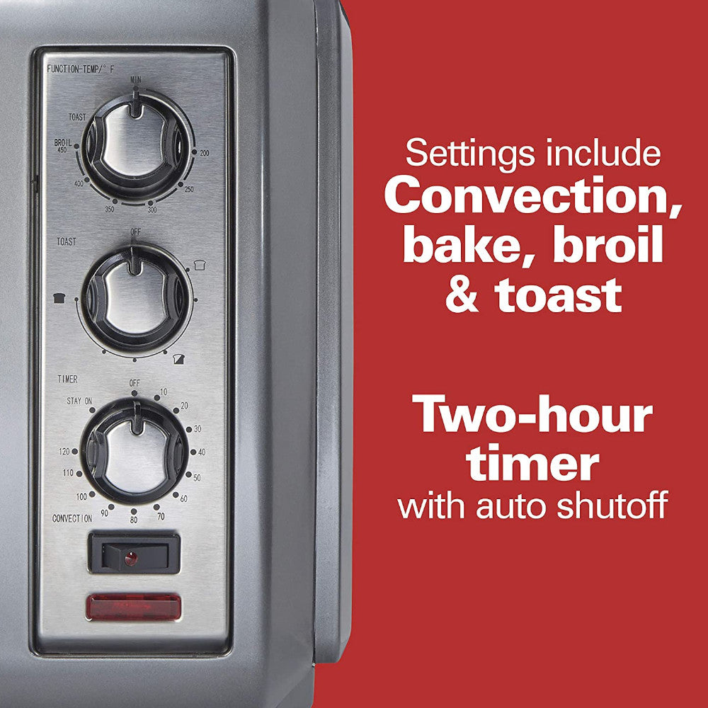 Hamilton Beach Easy Reach Convection Countertop Oven 31434 - 6-Slice Toaster Oven with Convection Bake, Broil & Toast Functions - Perfect for Small Kitchens, Dorms & Apartments