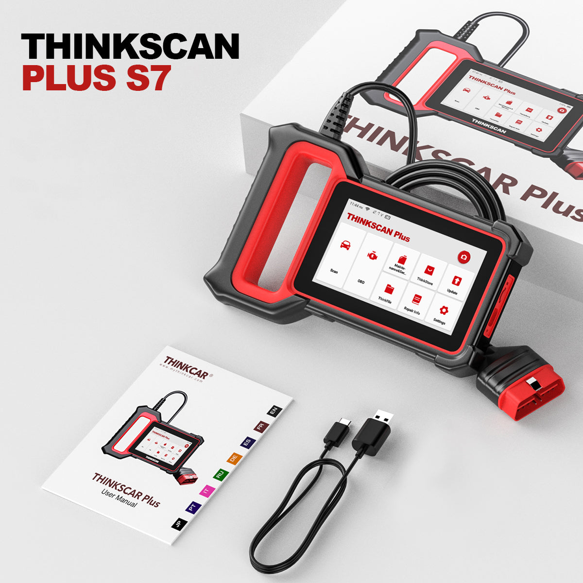 ThinkScan Plus S7 OBD2 Scanner - ABS/SRS/Engine/Transmission/BCM/AC/IC Reset Code Reader & Diagnostic Scan Tool | Professional Car Diagnostic Device for Mechanics & DIY Enthusiasts | Perfect for Engine Light, ABS Brake & Airbag System Troubleshooting
