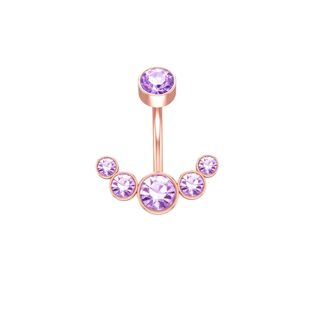 Czech Diamond Navel Ring - Premium 316L Surgical Steel Belly Button Ring | WH6012 for Body Piercing Jewelry & Belly Dance Accessories