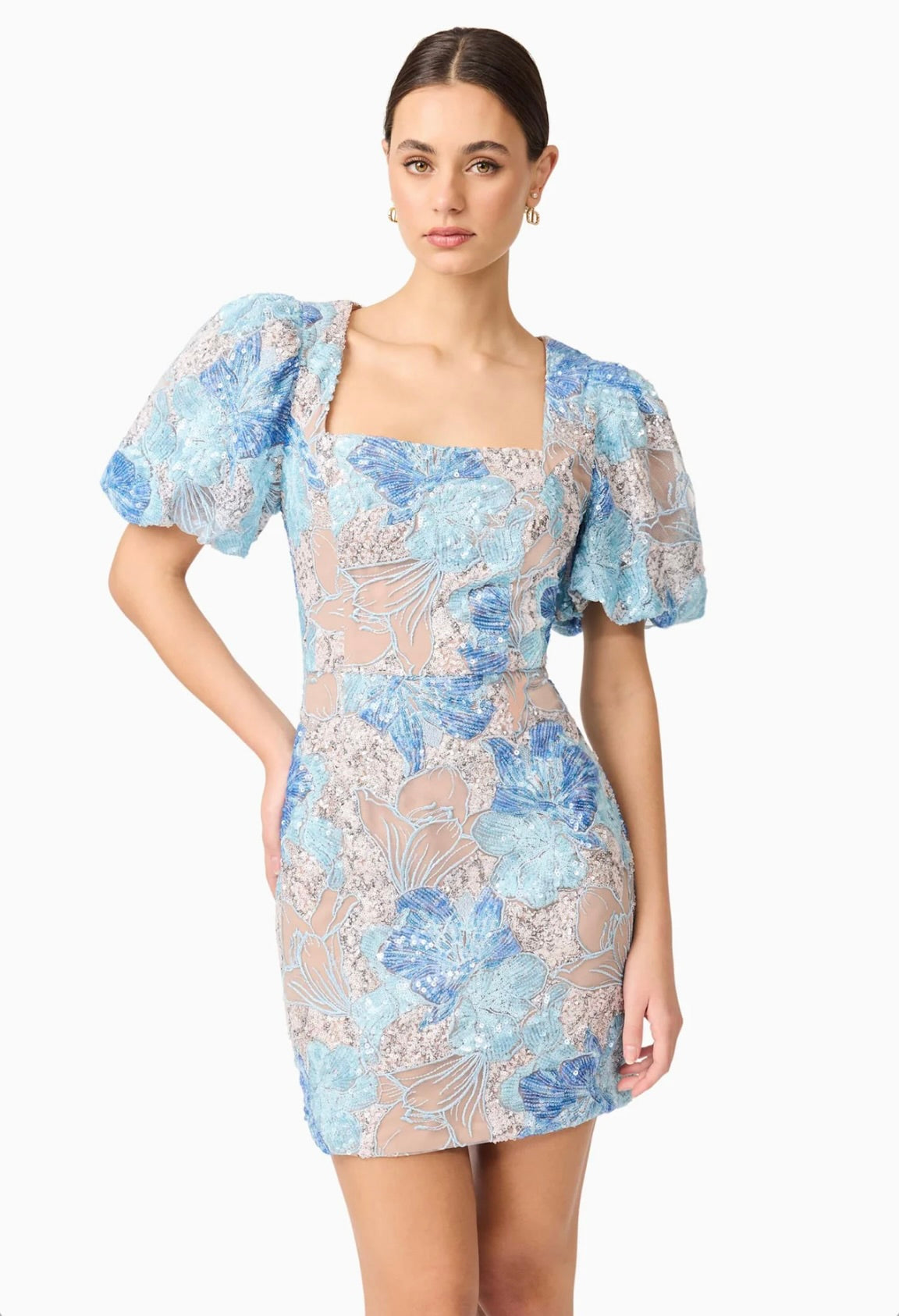 Leonie Puff Sleeve Mini Dress for Women - Floral Print Summer Party Dress with Ruffle Hem - Perfect for Weddings, Cocktail Parties & Date Nights