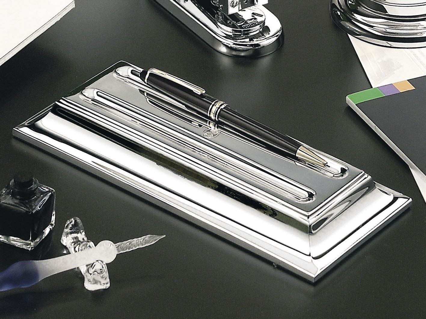 Horizontal Pen Holder M655CT - Chrome Finish Desk Organizer for Office, Home & School Use
