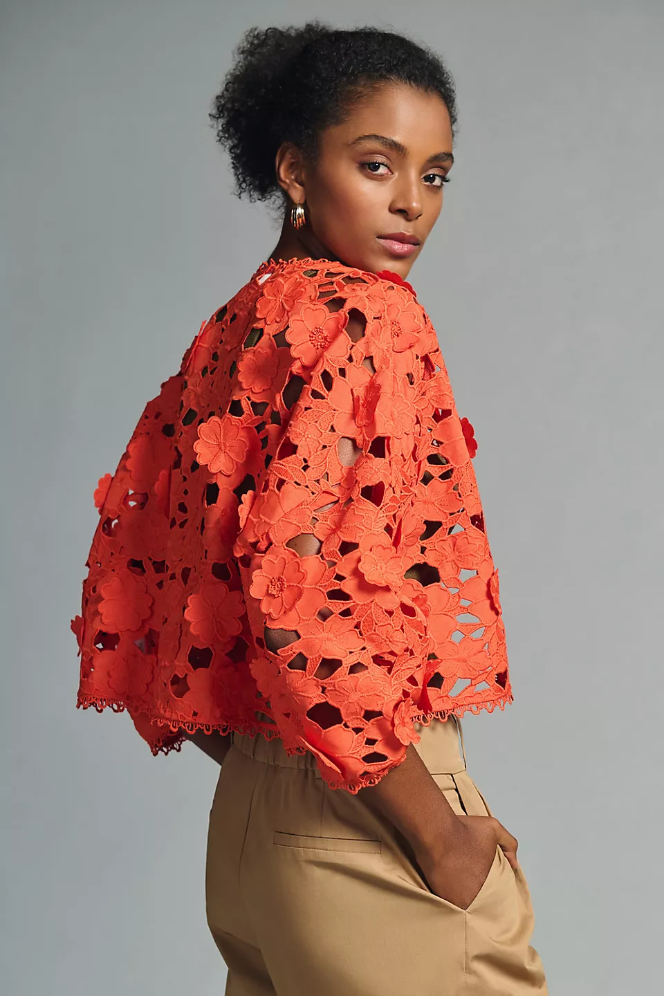 Elegant Floral Lace Cut-Out Bolero Jacket for Women - Perfect for Weddings, Parties & Special Occasions
