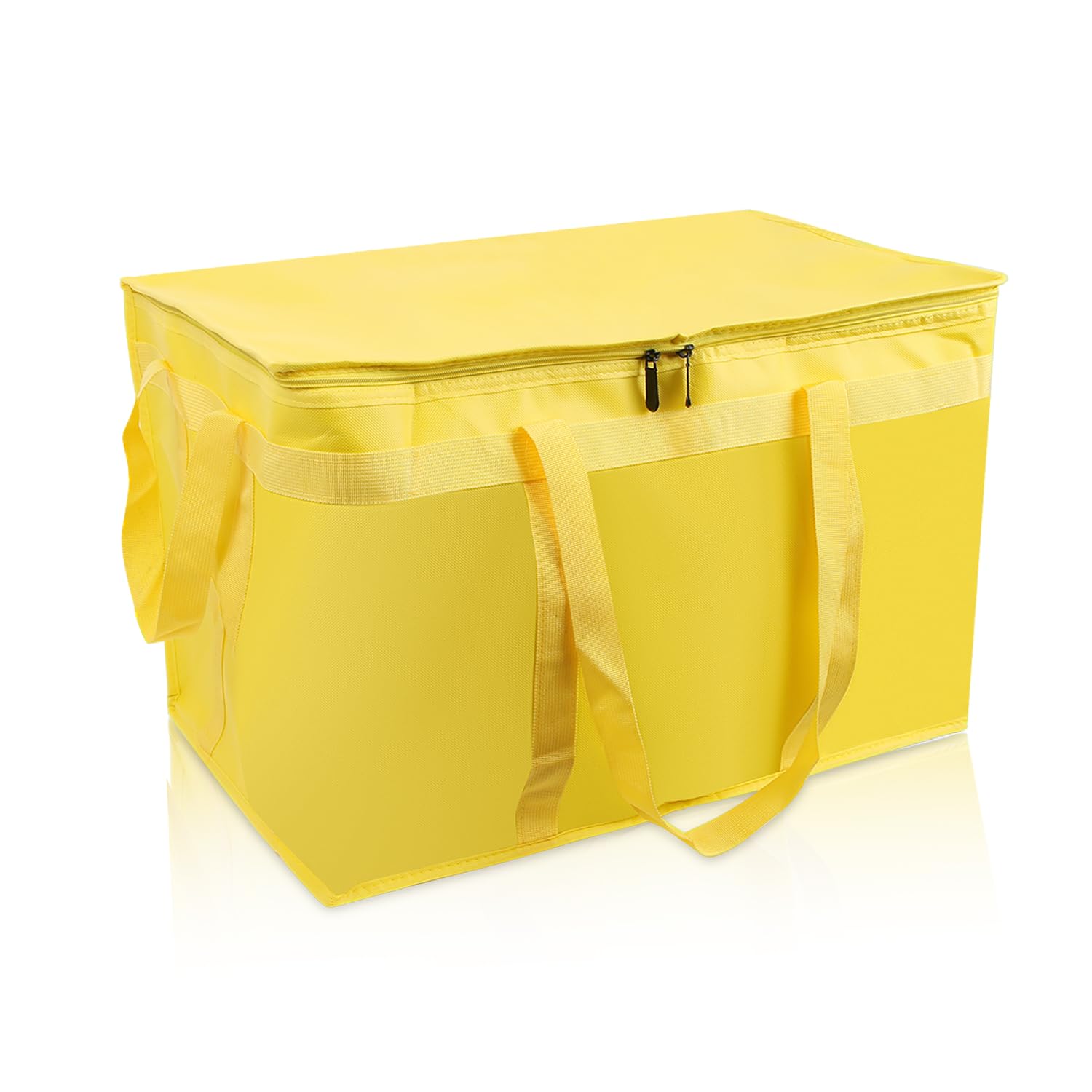 1 Pack Insulated Food Delivery Bag - Large Yellow Pizza Delivery Bag for Hot & Cold Food, Reusable Catering Cooler Bag for Parties, Picnics & Outdoor Events