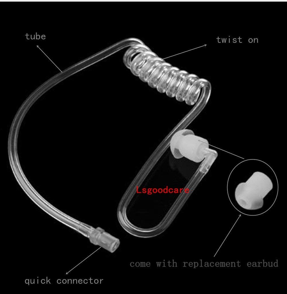 Lsgoodcare 10-Pack Replacement Covert Acoustic Air Coil Audio Tube with Earbuds - Compatible with Motorola, Kenwood, Icom, Yaesu Two-Way Radios - FBI Covert Surveillance Earpiece Headset for Law Enforcement & Security Professionals