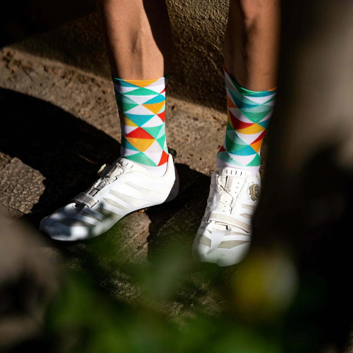 Breathable Green Cycling Socks for Men & Women - Moisture Wicking Sports Socks for Road Biking, Mountain Biking & Indoor Cycling