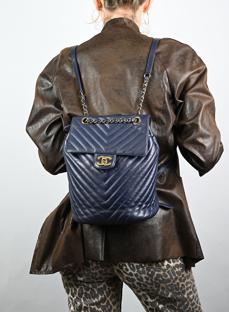 Chanel Blue Leather Backpack for Women - Stylish & Durable Designer Handbag for Work, Travel & Everyday Use