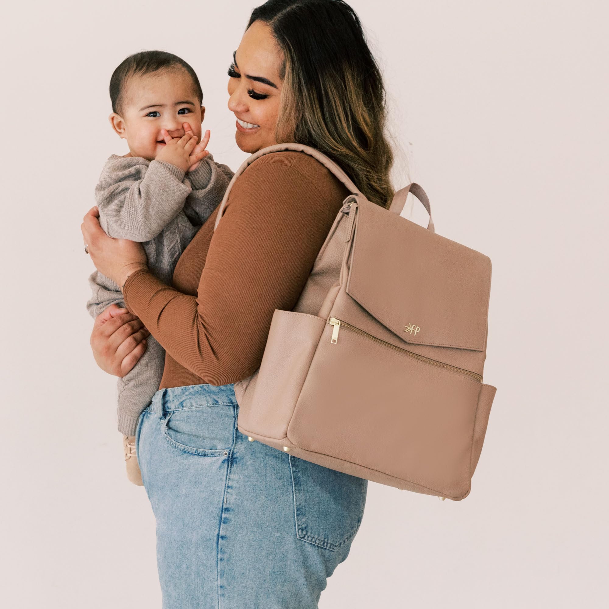 Freshly Picked Classic II Vegan Leather Diaper Backpack - Waterproof Wipeable Baby Bag with Detachable Changing Pad | Perfect for Travel, Daycare & On-the-Go Parents (Fig V2)