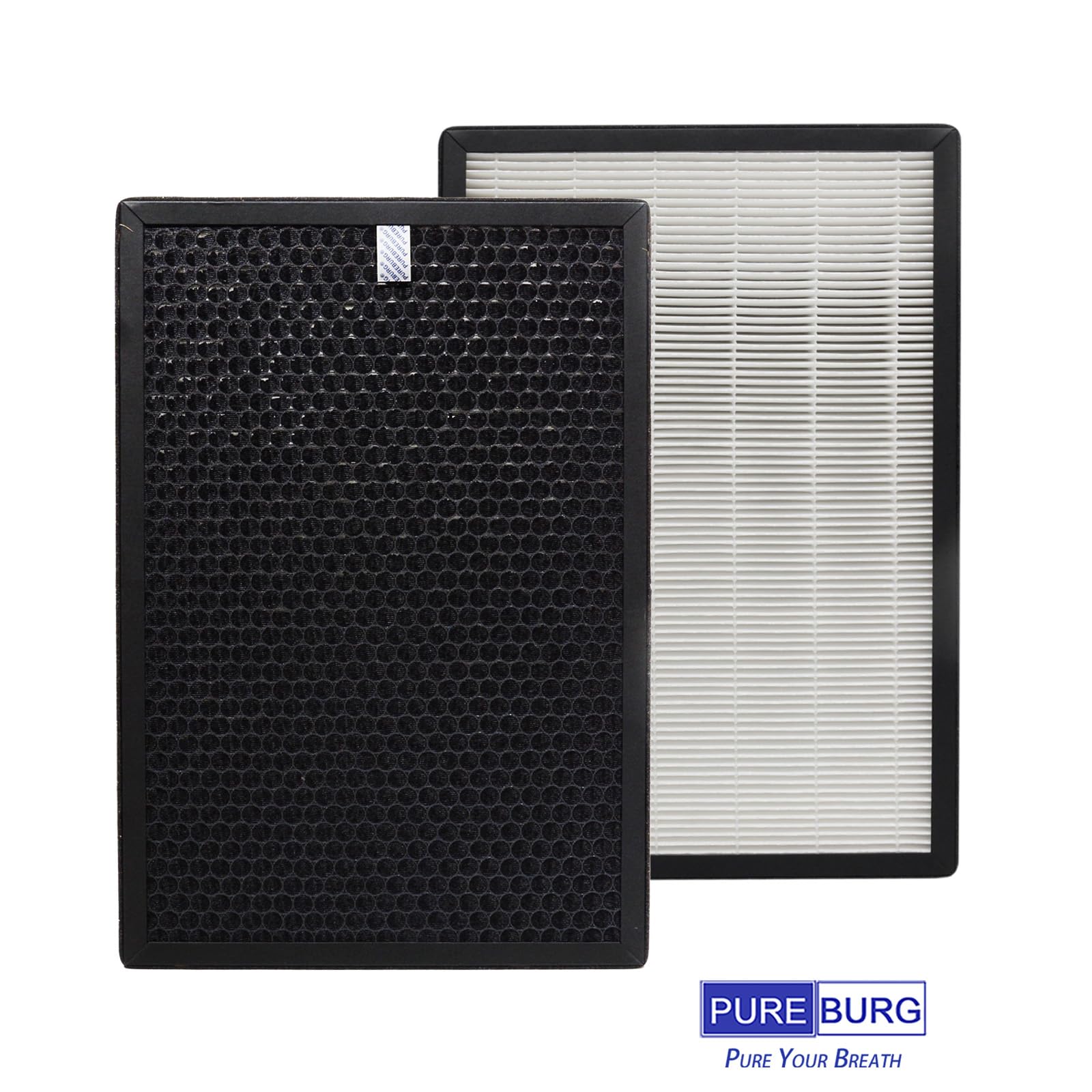 PUREBURG H13 True HEPA + Activated Carbon 2-in-1 Replacement Air Filter Compatible with BreathePlus Pro Smart Air Purifier - Removes Dust, Pollen, VOCs for Cleaner Indoor Air in Bedrooms, Offices & Living Spaces