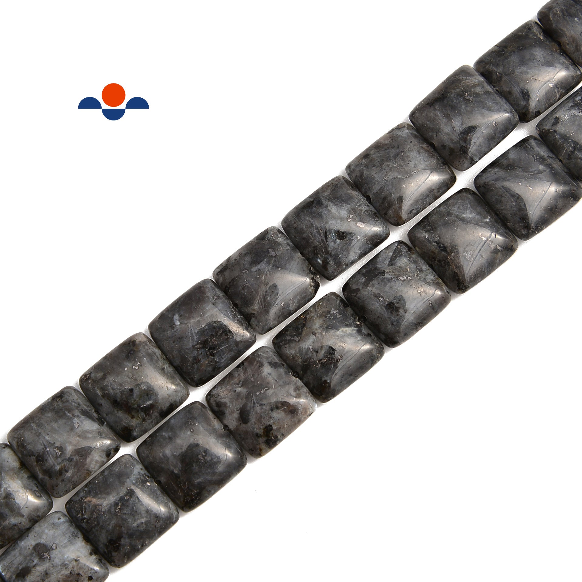 Larvikite Labradorite Smooth Flat Square Beads - 12mm, 14mm, 15.5mm Gemstone Bead Strand for Jewelry Making, DIY Crafts, and Healing Crystal Bracelets
