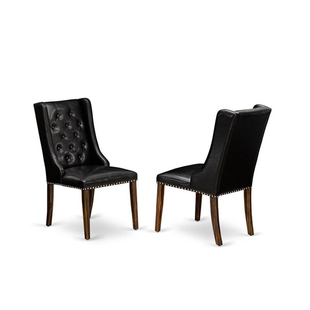 East West Furniture 5-Piece Kitchen Dining Set with Rectangle Table & 4 Black Faux Leather Chairs, 42x92 Inch, Jacobean Finish - Perfect for Family Meals, Dinner Parties & Small Space Apartments