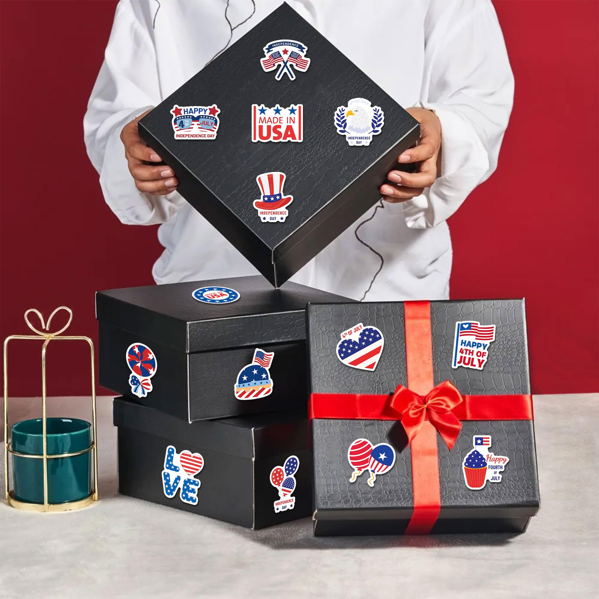 100pcs Patriotic 4th of July Stickers - Independence Day Decals for Water Bottles, Laptops, Luggage & Skateboards | Perfect for Party Favors, Kids Gifts & DIY Crafts | Celebrate American Holidays with Festive Decorations