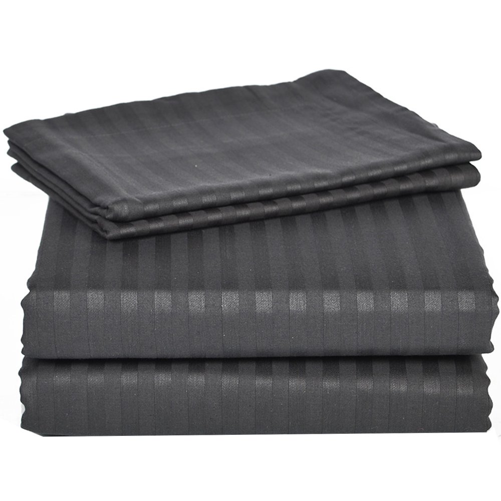 Luxury 4-Piece Sheet Set - 100% Egyptian Cotton 1500 Thread Count, Stripe Pattern, 21