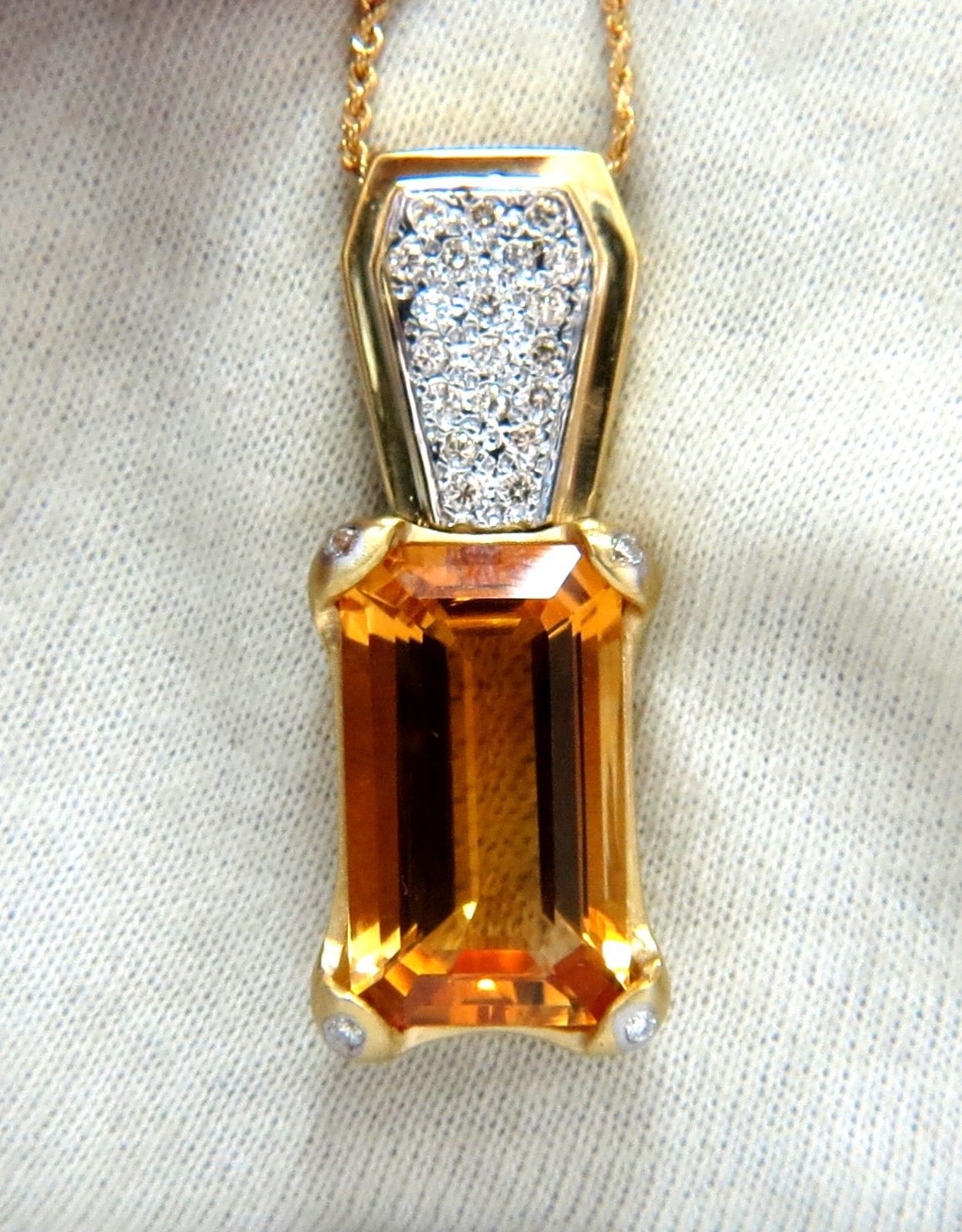 20.50ct Natural Citrine Necklace in 14K Gold - Elegant Gemstone Jewelry for Women, Perfect for Weddings, Parties & Everyday Wear