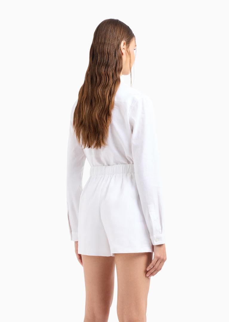 Armani Exchange Women's Linen Cotton Shorts - Comfortable Summer Casual Shorts for Women | Perfect for Beach, Vacation & Everyday Wear