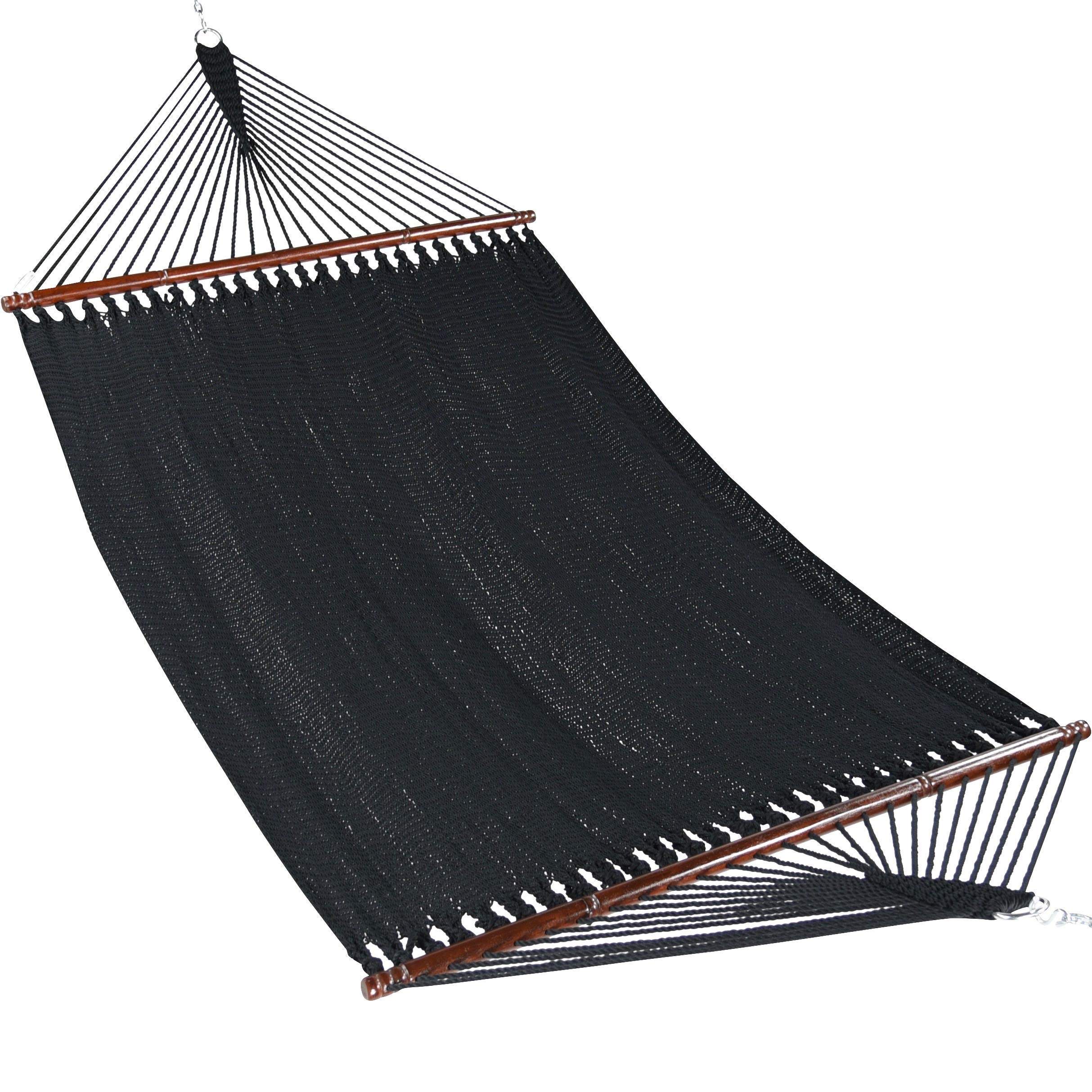 Jumbo Caribbean Hammock 55 Inch - Soft-Spun Polyester Hammock for Outdoor Relaxation - Extra Large Black Hammock for Backyard, Beach & Camping