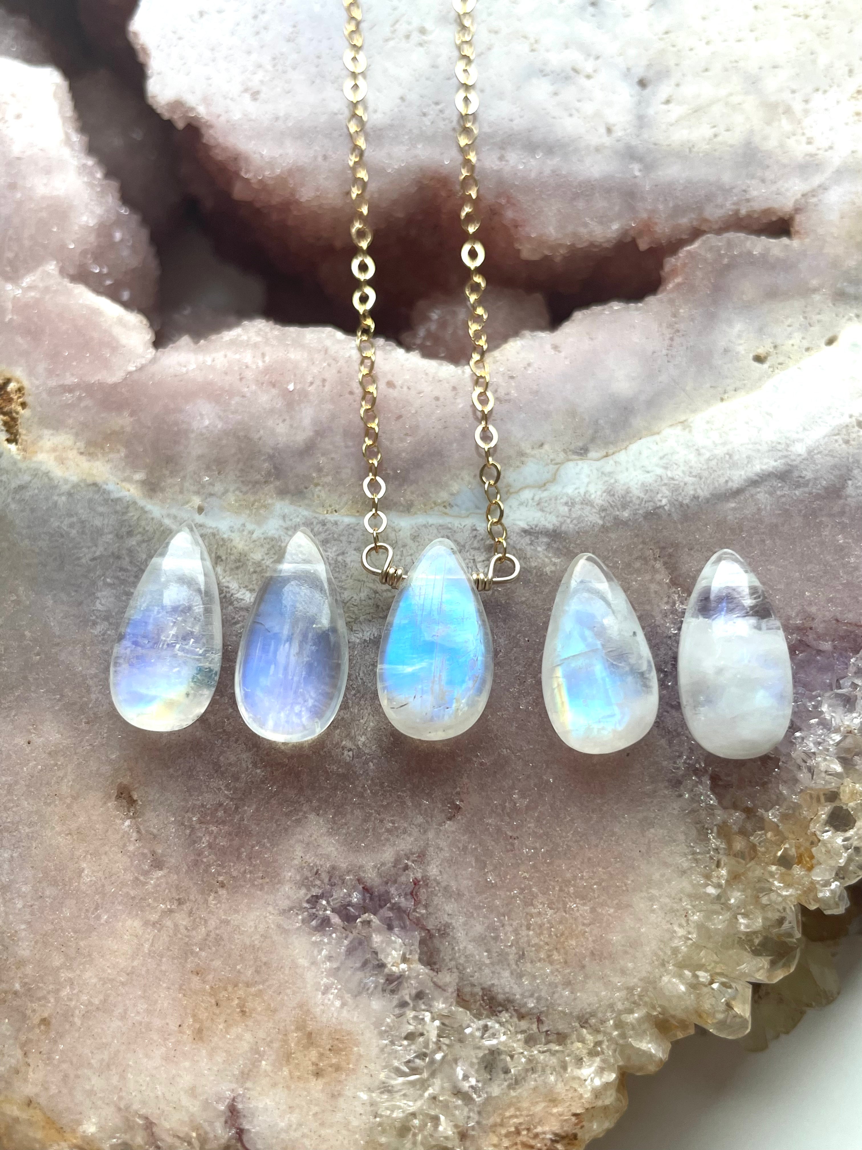 Tiny Rainbow Moonstone Pendant Necklace - Sterling Silver or Gold Filled - Elegant Boho Jewelry for Women, Perfect for Everyday Wear & Special Occasions