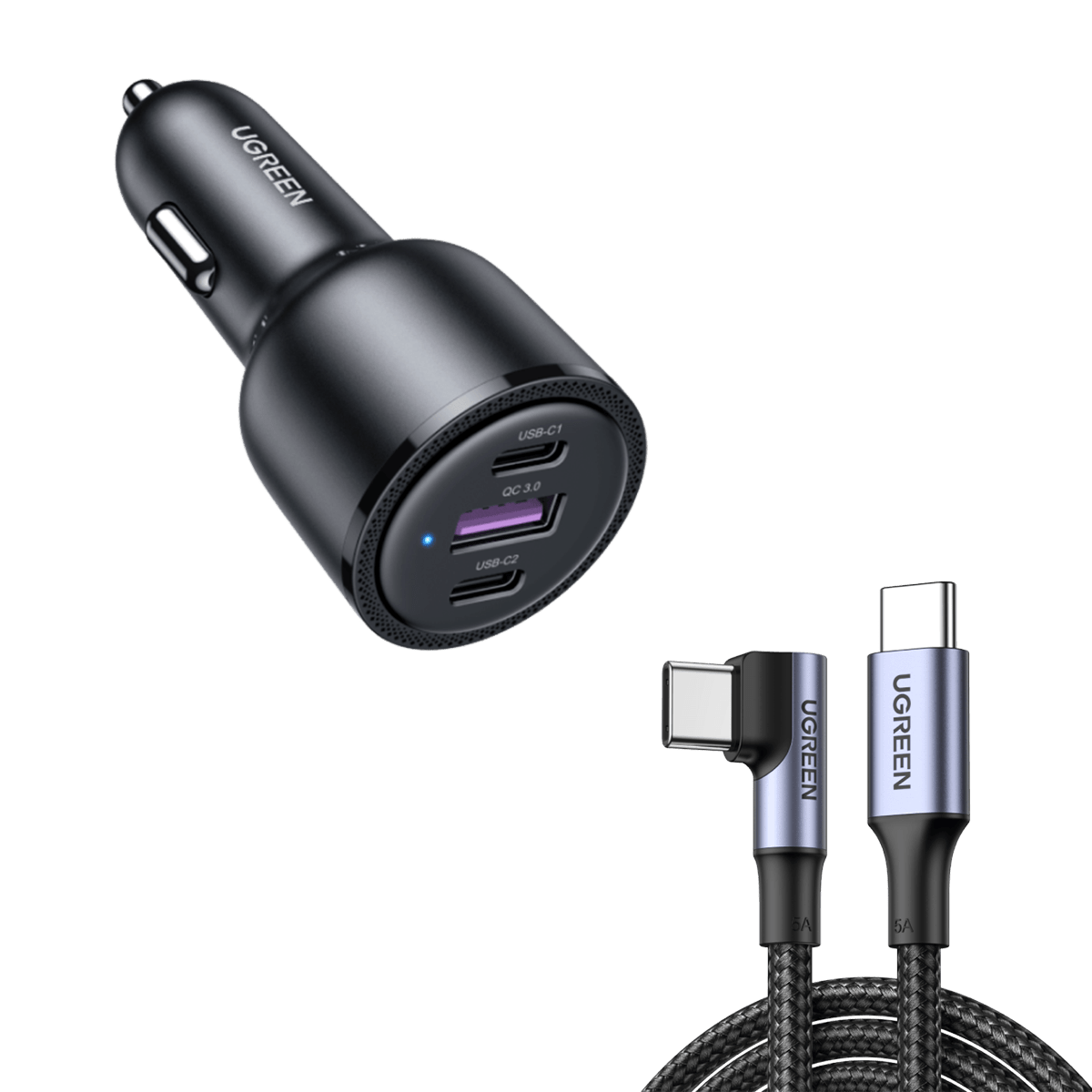 UGREEN 69W USB C Car Charger Fast Charging, Dual Port PD 3.0 & QC 3.0 - Perfect for iPhone 15/14, Samsung Galaxy, iPad Pro & More - Ideal for Road Trips & Daily Commute