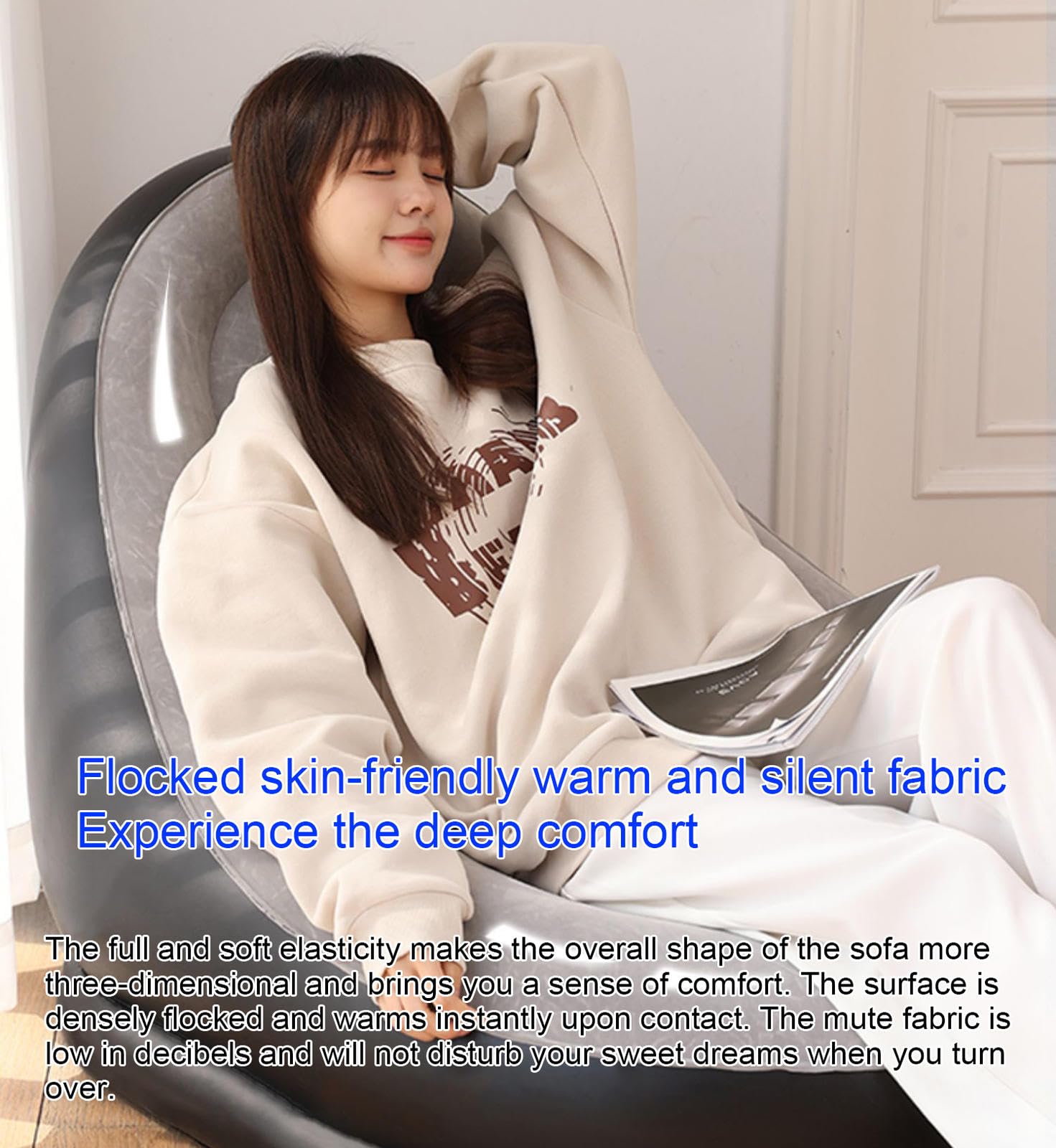 Inflatable Single Sofa - Portable Folding Lounge Chair for Living Room, Bedroom, Balcony & Garden | Perfect for Relaxing, Napping & Outdoor Lounging