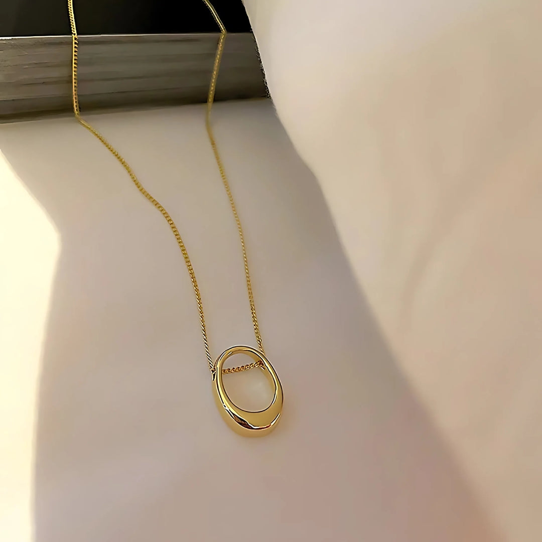 Simple Geometry Open Circle Pendant Necklace - Minimalist Gold/Silver Jewelry for Women | HN1130 | Perfect for Everyday Wear, Date Nights & Gifting