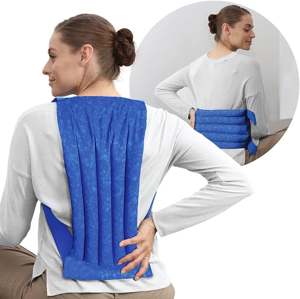 Nature Creation Reusable Microwave Heat Pad - Hot Therapy Pack for Back Pain, Sore Muscles & Spine Relief - Microwavable Heating Pad for Home, Office & Travel Use - Blue Marble (1 Pack)