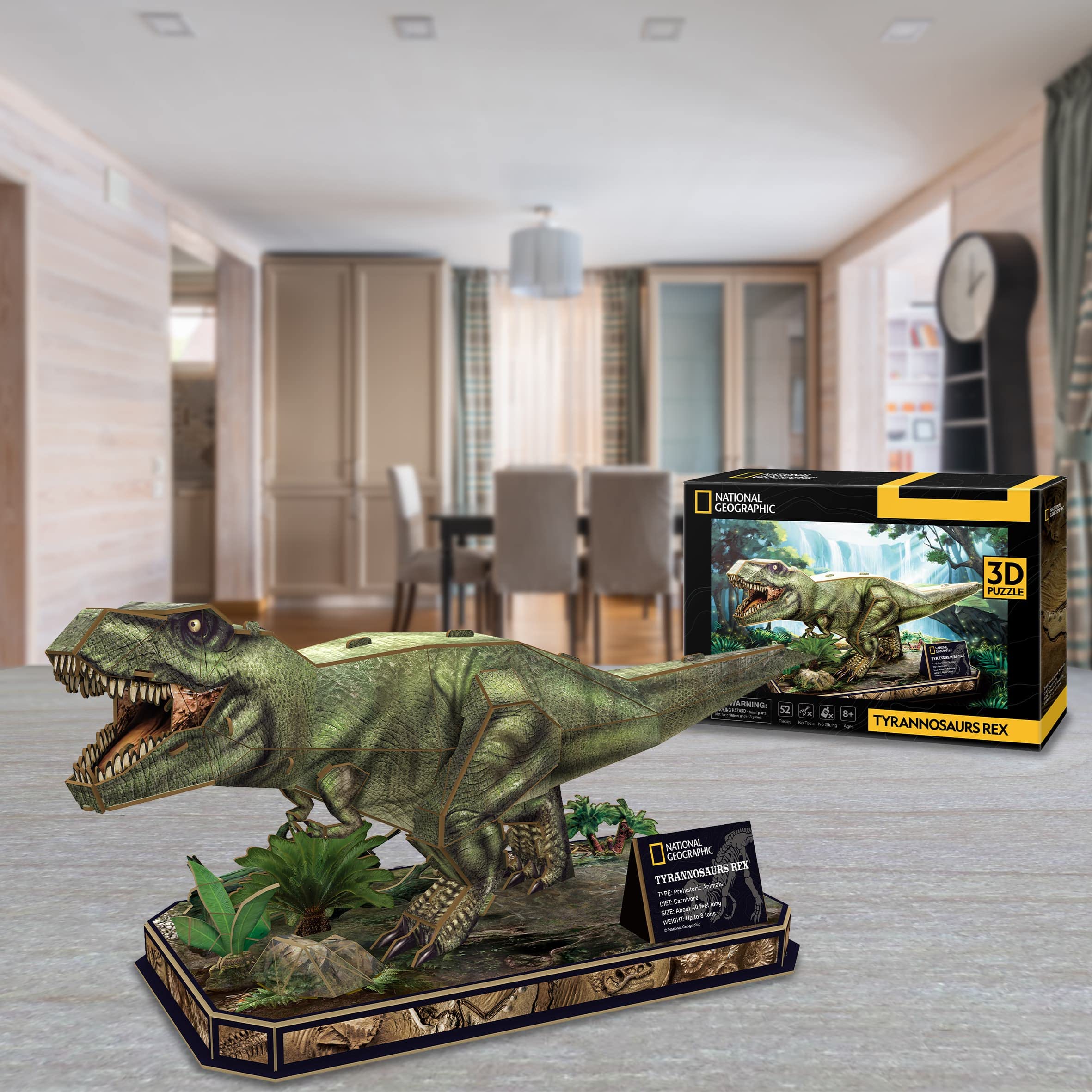 National Geographic 3D Tyrannosaurus Rex Puzzle - Dinosaur Toys for Kids Ages 8+, STEM Learning Activity, Educational Gift for Boys & Girls - Perfect for Birthday Parties, Classroom Projects & Dinosaur Lovers