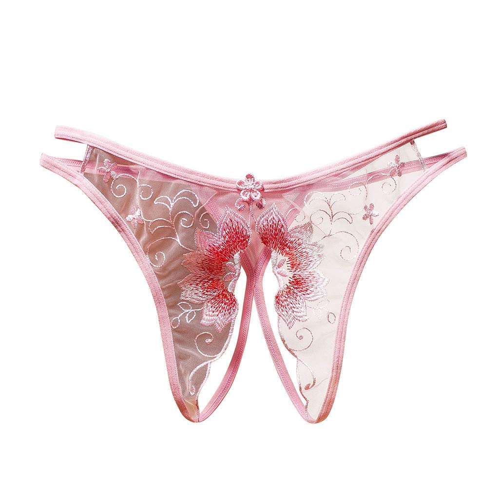 Sexy Lace Thong Underwear for Women - Comfortable Plus Size Panties & Stockings - Pink One Size - Perfect for Date Night, Lingerie Gifts & Sensual Occasions