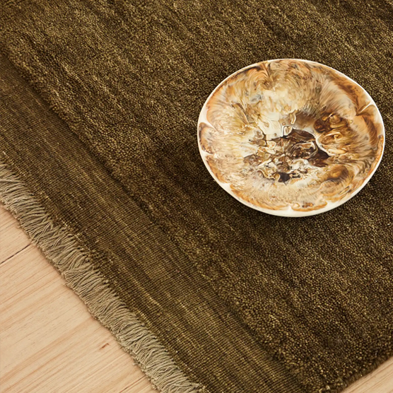 Premium NZ Wool Weave Silvio Floor Rug in Oakmoss - 300cm x 400cm Handmade Area Rug for Living Room, Bedroom & Office Decor