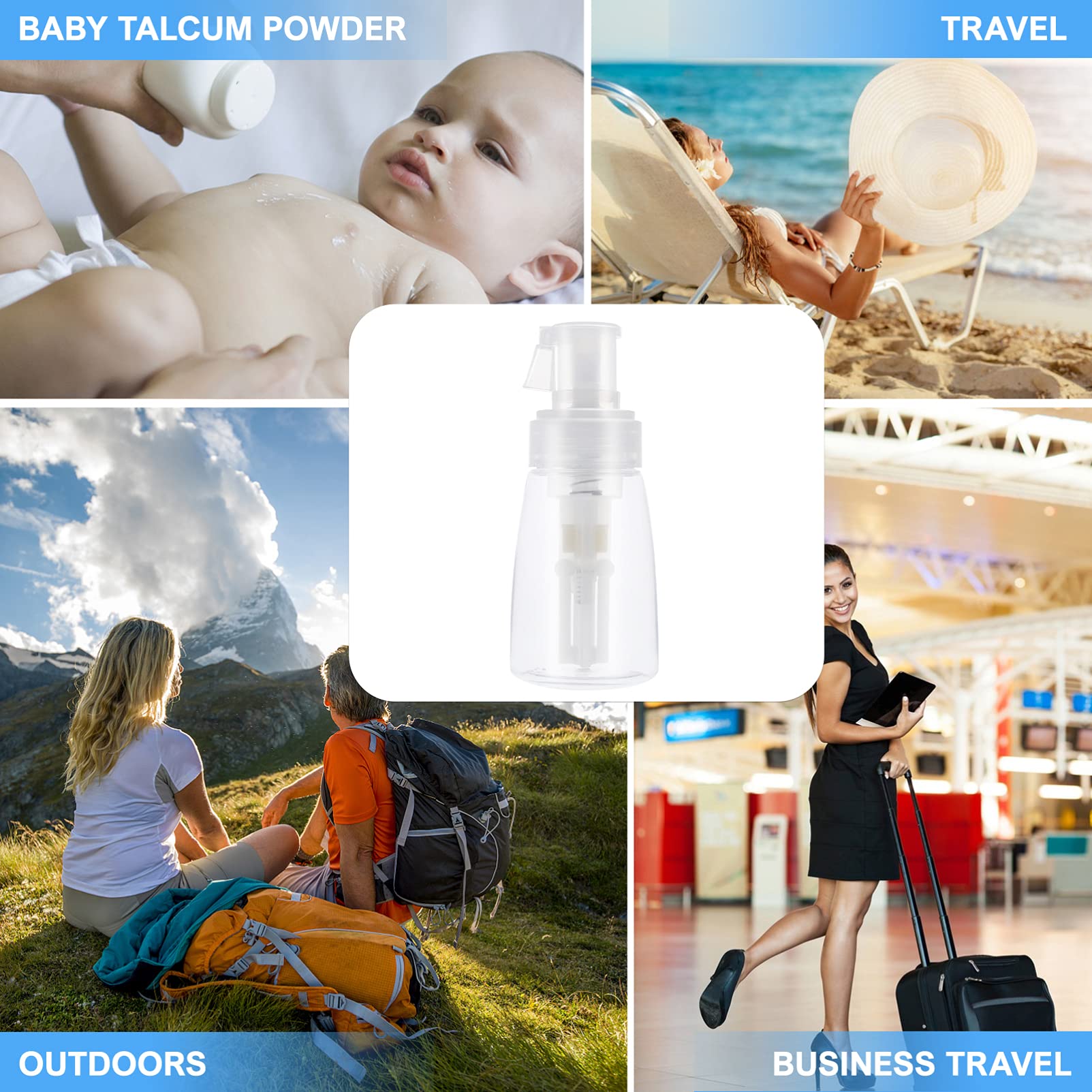 **Healifty 180ml Clear Refillable Powder Spray Bottle - Portable Fine Mist Pump Dispenser for Makeup, Cosmetics & Travel | Perfect for Loose Powder, Setting Spray & DIY Skincare**