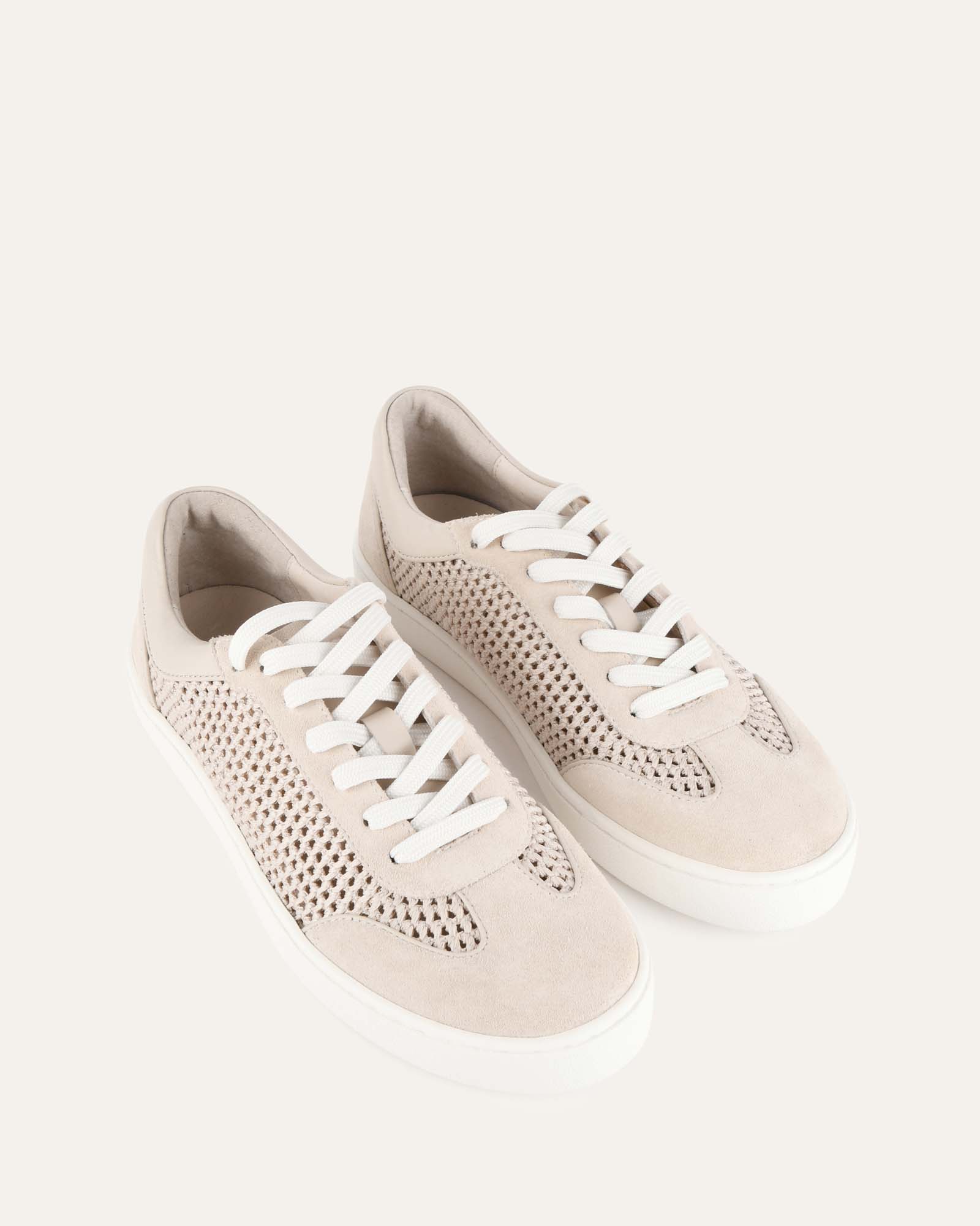 BRITT SNEAKERS BONE CROCHET - Women's Fashion Knit Sneakers for Casual Wear, Walking & Everyday Comfort