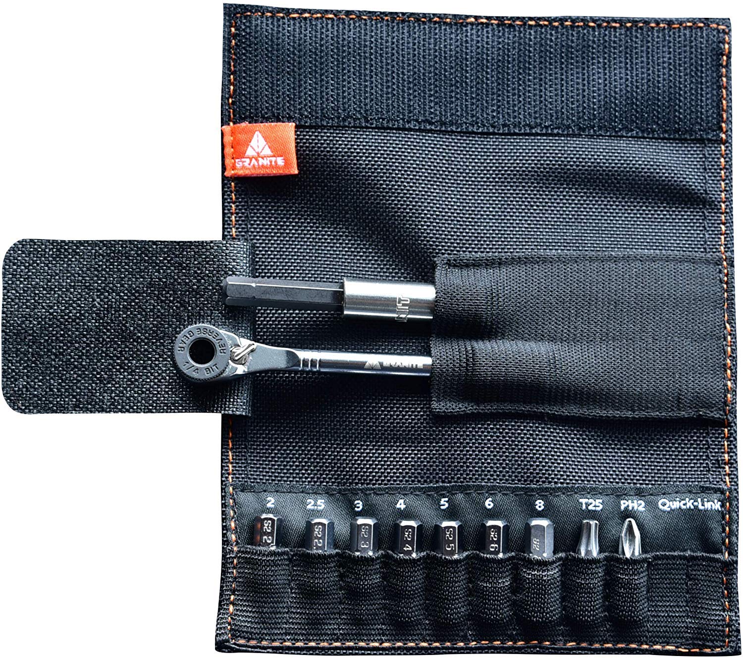 Granite Rocknroll Mini Ratchet Bike Tool Kit - 9-in-1 Bicycle Multitool with Extension Rod | Compact Mountain Bike, Road Bike & Gravel Bike Repair Kit (Green Camo) | Perfect for On-the-Go Cycling Repairs & Trailside Maintenance