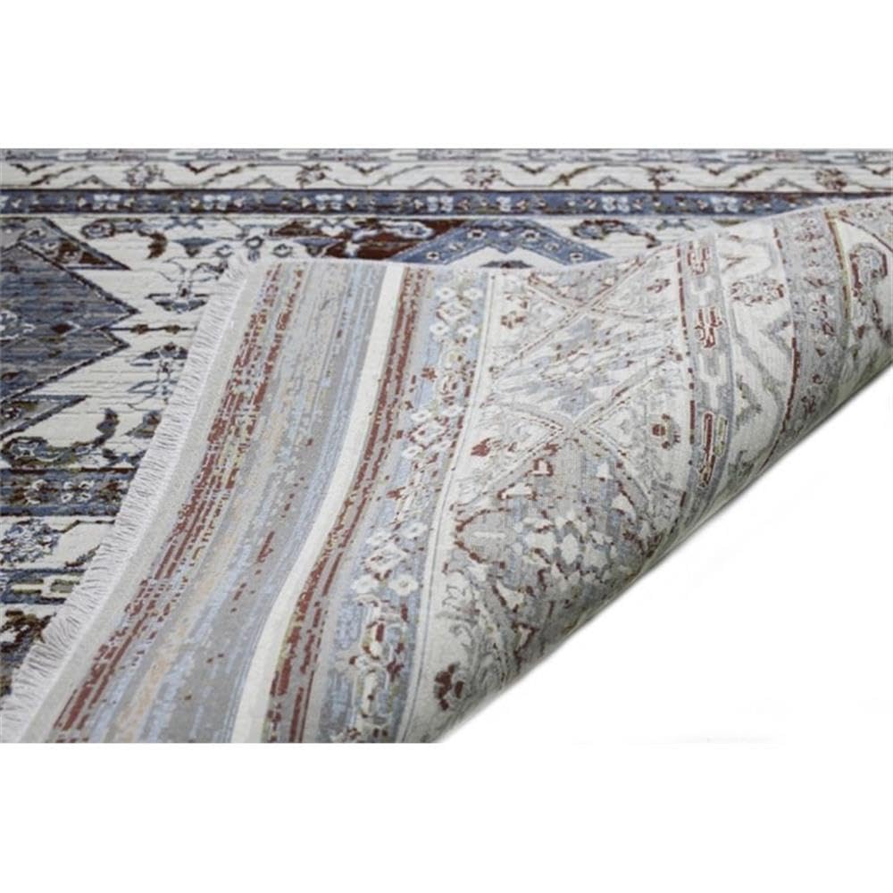 Bashian Collection Luxury Power Loom Viscose & Polyester Area Rug - 2.6’ x 8’ Ivory/Red Runner Rug for Entryway, Living Room, Bedroom - Soft & Durable Home Decor for Modern Interior Design