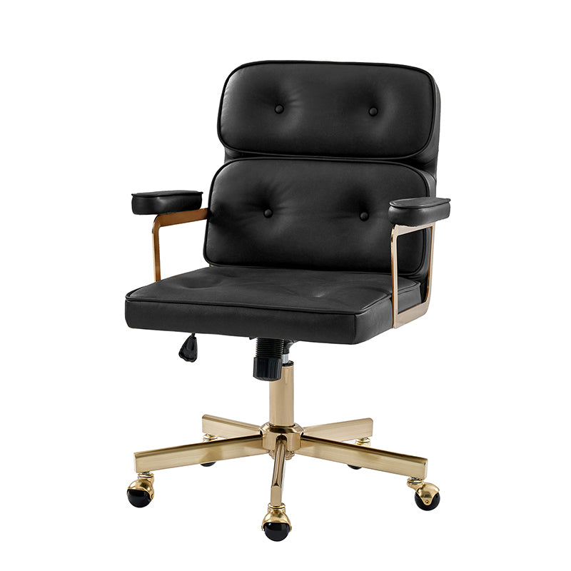 Denise Upholstered Swivel Office Chair - Ergonomic Executive Desk Chair with Adjustable Height & Lumbar Support - Perfect for Home Office, Gaming & Conference Rooms