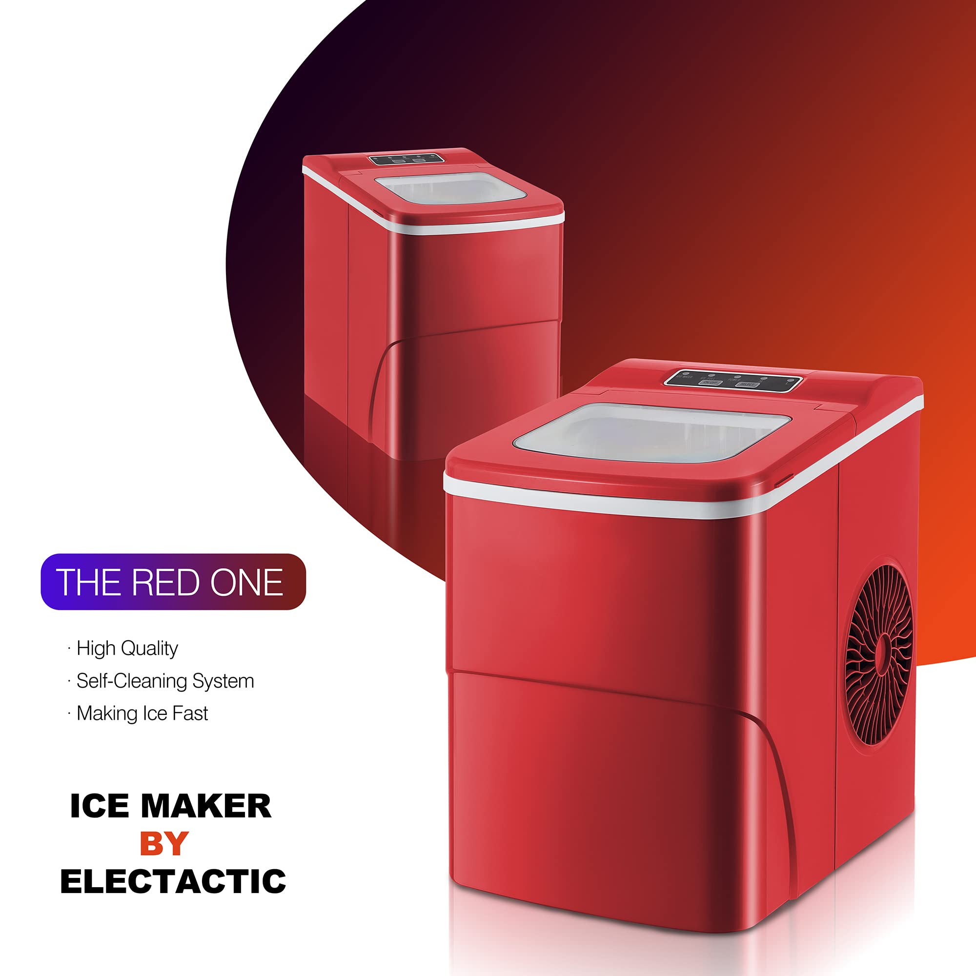 Commercial Ice Maker Machine 100Lbs/Day - Stainless Steel Ice Machine with 48Lbs Storage Capacity - Perfect for Restaurants, Bars, Offices & Home Use - Includes Ice Scoop - Great for Cocktails, Beverages & Food Presentation