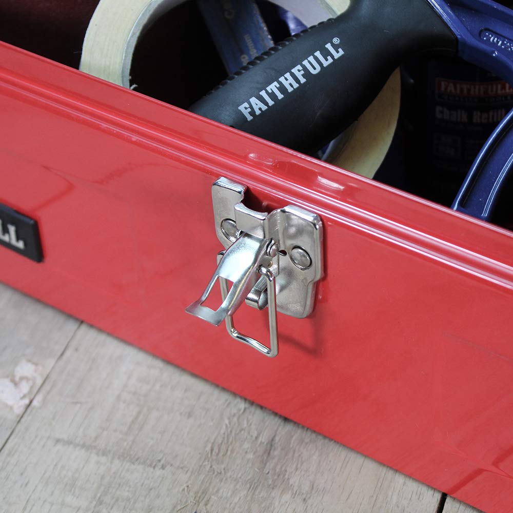 FAITBB19 19 Inch Metal Barn Tool Box - Heavy Duty Storage for Tools, Equipment & Supplies - Perfect for Farm, Garage, Workshop & Outdoor Use