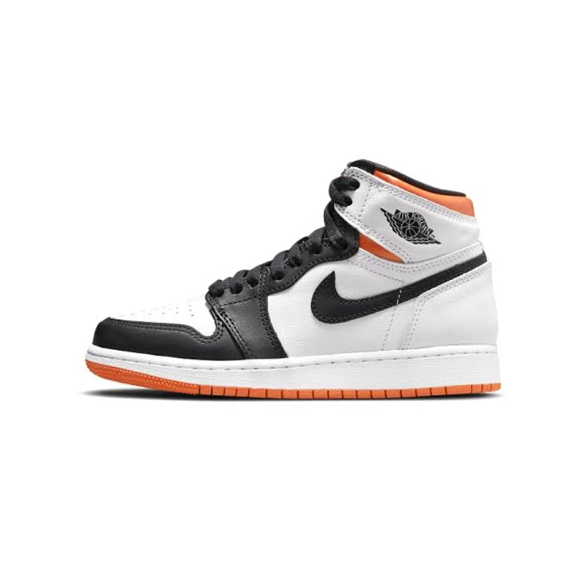 Air Jordan 1 High Retro GS Sneakers - Electro Orange, White & Black Colorway - Basketball Shoes for Women & Girls - Perfect for Streetwear & Casual Outfits