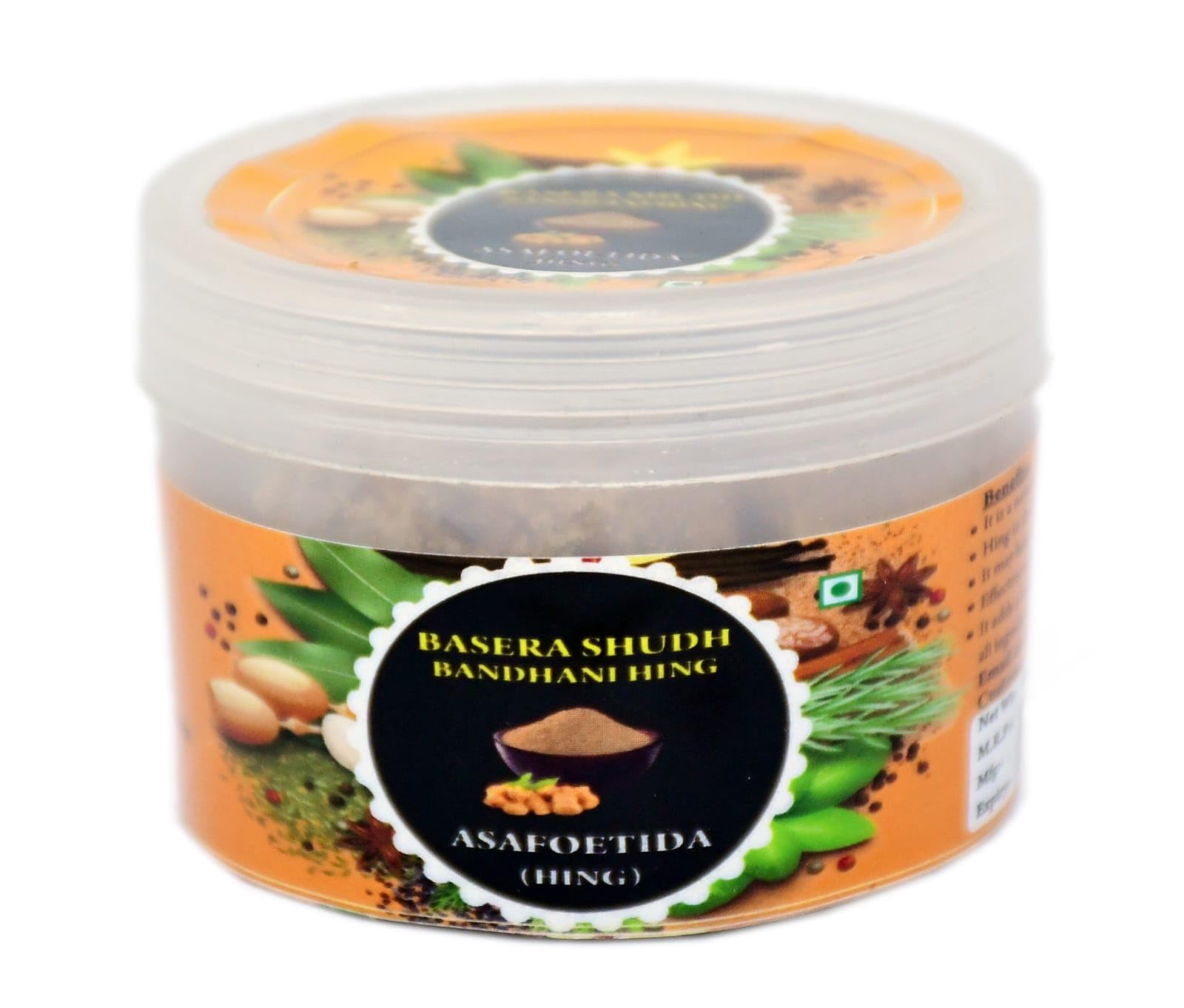 Basera Shudh Bandhani Asafoetida Hing Jar - Strongest Compounded Pure Hing Powder (25g, Pack of 1) | Indian Cooking Spice for Digestion & Flavor Enhancement | Perfect for Curries, Lentils & Ayurvedic Recipes