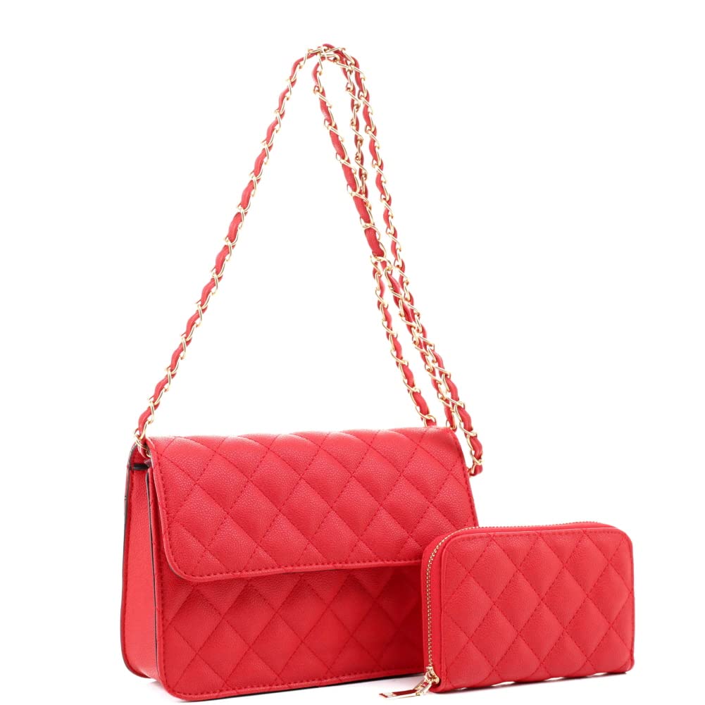 Vegan Leather Crossbody Bag Set - Minimalist Boxy Flap Satchel & Shoulder Purse for Women | Perfect for Work, Travel & Everyday Use